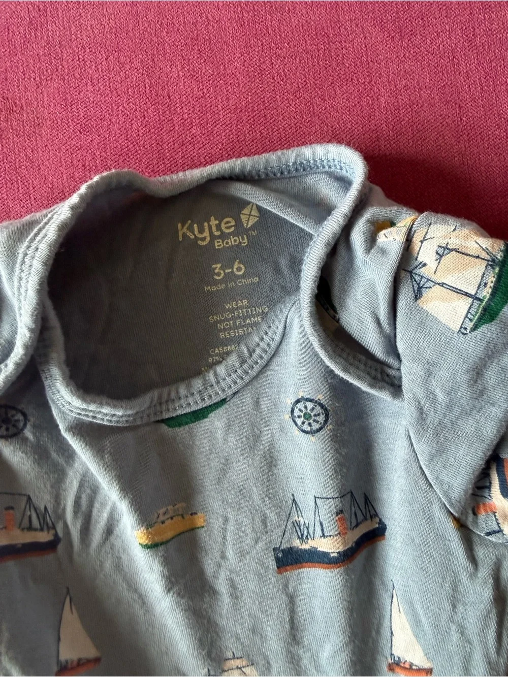 Kyte BABY Light Blue Nautical Boat Print One-Piece